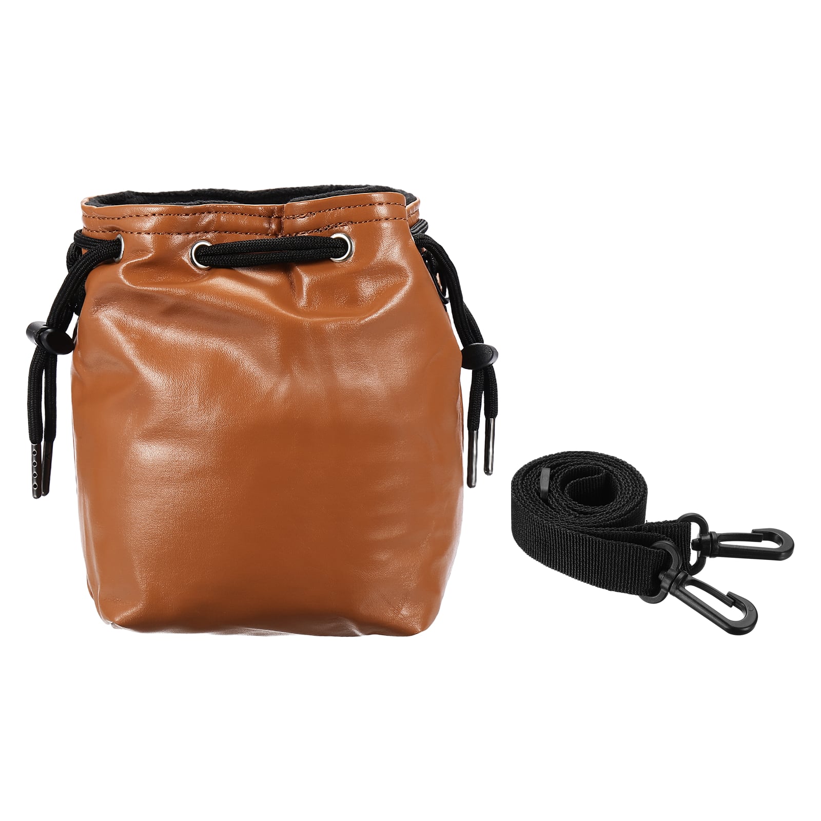 Unique Bargains - PU Leather Drawstring Camera Bag, Small Protective Lens Case for Nikon Z9, Z7ll, Fuji X-T50 - Chocolate Color