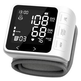 Dazzed Corner - Automatic Wrist Blood Pressure Monitor, LCD Backlit Display,2×99 Memory - White