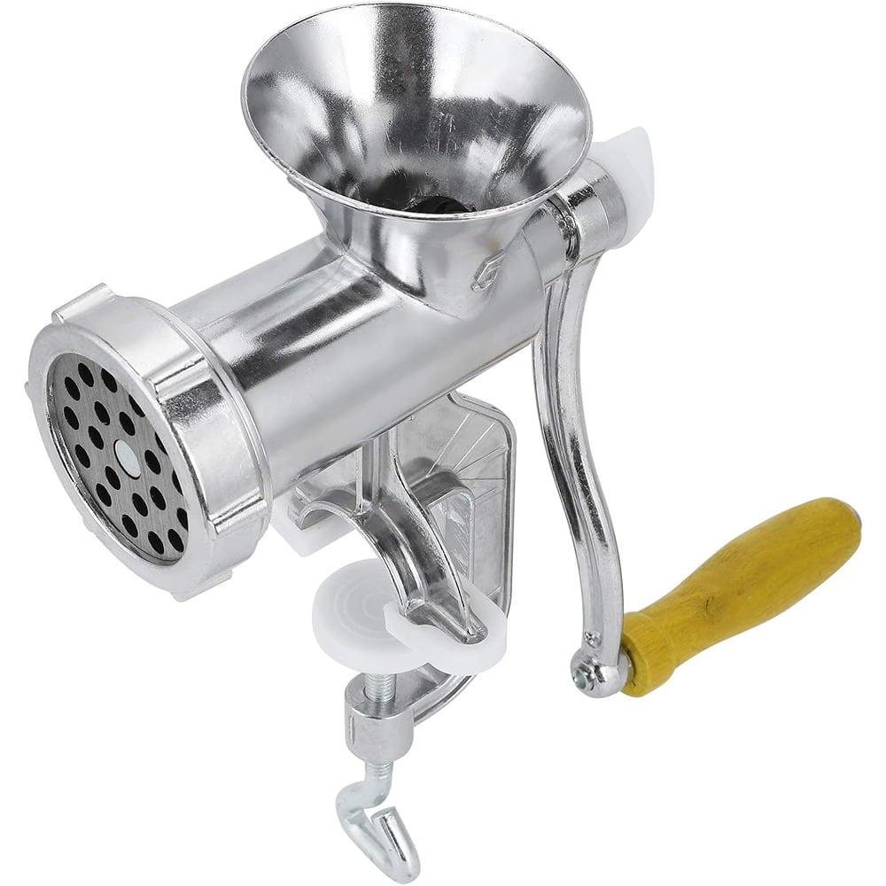 MOSZAR LLC - Manual Meat Grinder – Aluminum Alloy, Hand-Crank, Silver - Stainless Steel