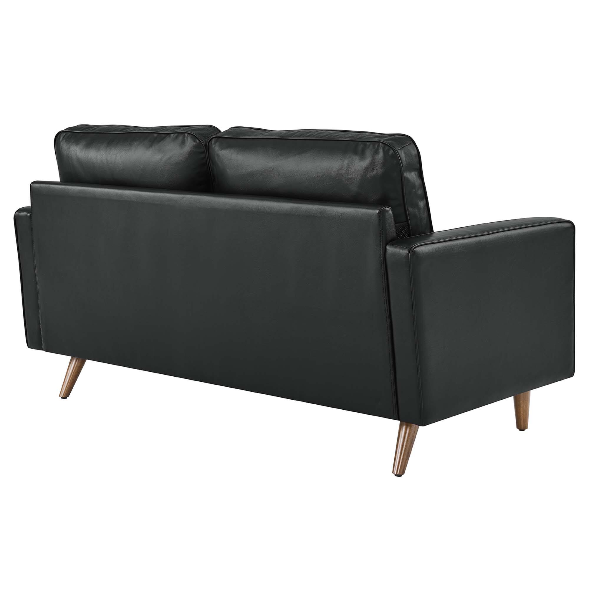 Alt View 2. Modway - Valour Leather Loveseat by Modway - Black.