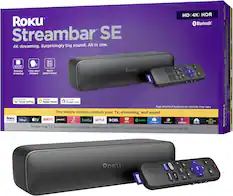 RoKu Streambar SE Surprisingly big sound. All in one. 4K streaming. HD 4K HDR Bluetooth OI CT nai Powerful streaming Crisp, clear Quick dialogue guided setup ROKU ROaL E A 6 worls - orts wIN works wth Apple AirPlay Apple Home Google Home App shortcut buttons on remote may vary One simple remote controls your TV, streaming, and sound RoKu ESPN plus Channel Discovery+ Hulu NETFLIX OCBS Spotify 41 Ands us AA A t discovery+ redbox NEWS m Te Stream free TV, live news, sports, movies, music, and | Visit more roku.com/channelchecker to see a full list ROKU RoKu t NETFLIX HOTIaw HUP y = 1 OK > C * Y 0 A