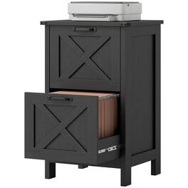 Homcom - File Cabinet with 2 Drawers, Rustic Farmhouse Office Storage Cabinet for A4, Letter Size - Distressed Black