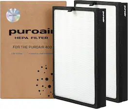 PuroAir - 400 HEPA Filter 2-Pack with CarbonTech 3-Layer Defense – Filters 99.9% Pollen, Dust, Dander, Smoke & Odors - White