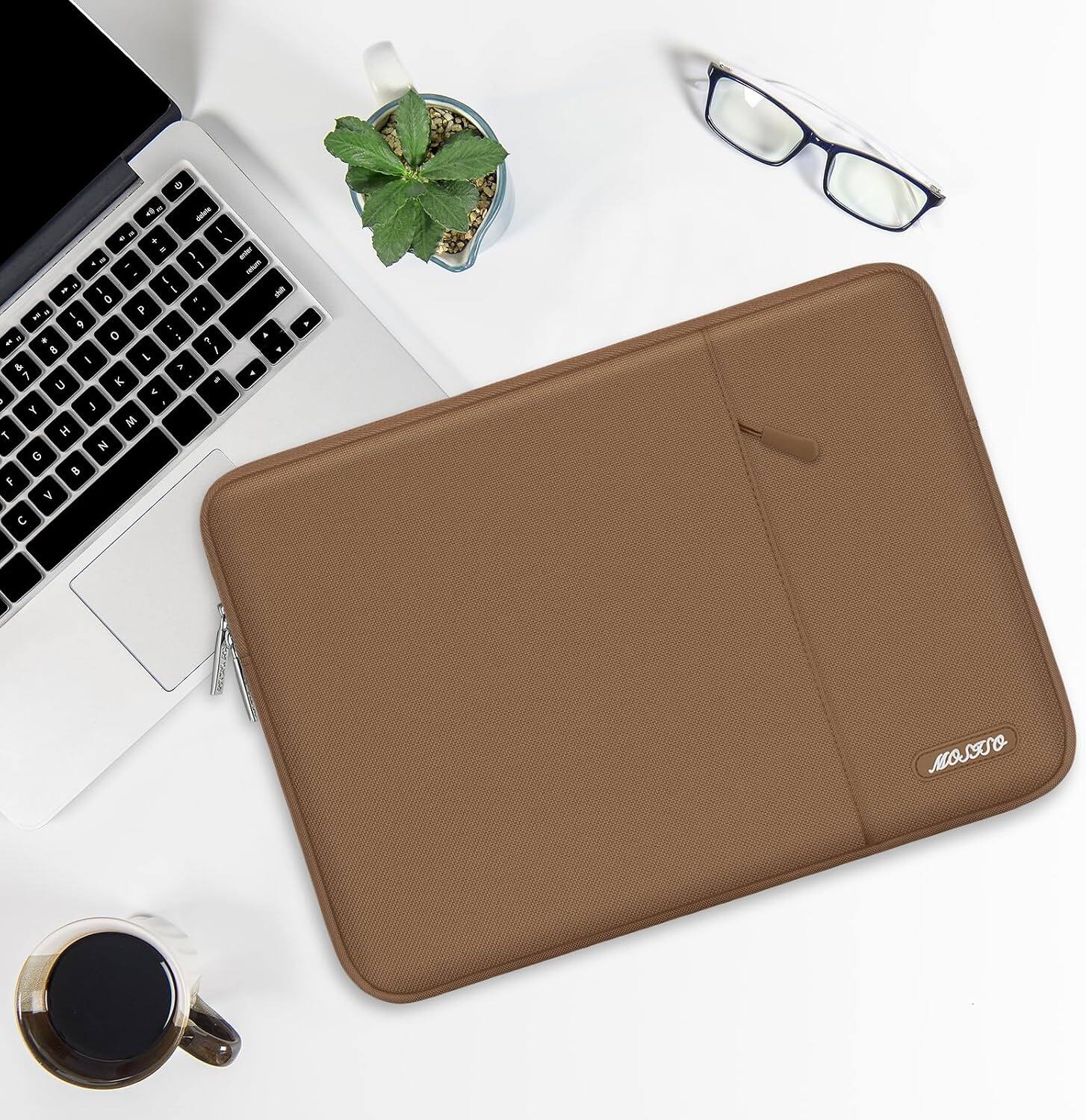 mosiso 14 inch Laptop Sleeve with Pocket, Polyester Vertical Case for ...