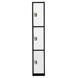AdirOffice - Storage Locker 629-Series 72" H 3-Tier Steel Compartment Key Lock Locker with Key Lock - Black Bidy/White Doors