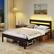 Alt View 1. Costway - Costway Full Size Bed Frame with Built-in Charging Station Sturdy Mattress Foundation - Rustic Brown,Black.