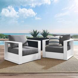 Tahoe 2-Piece Outdoor Patio Powder-Coated Aluminum Armchair Set by Modway - White Charcoal