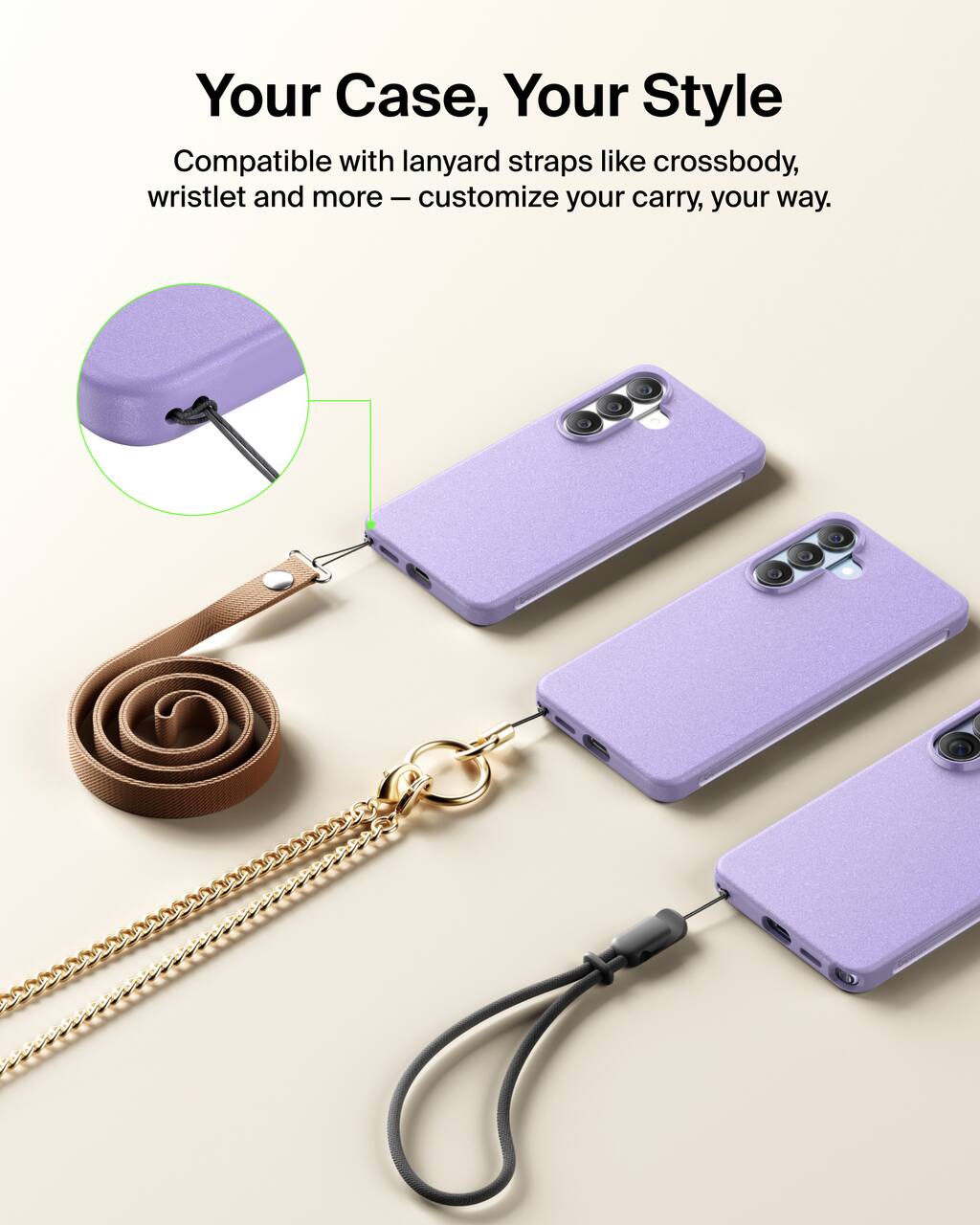 Your Case, Your Style

Compatible with lanyard straps like crossbody, wristlet and more - customize your carry, your way.