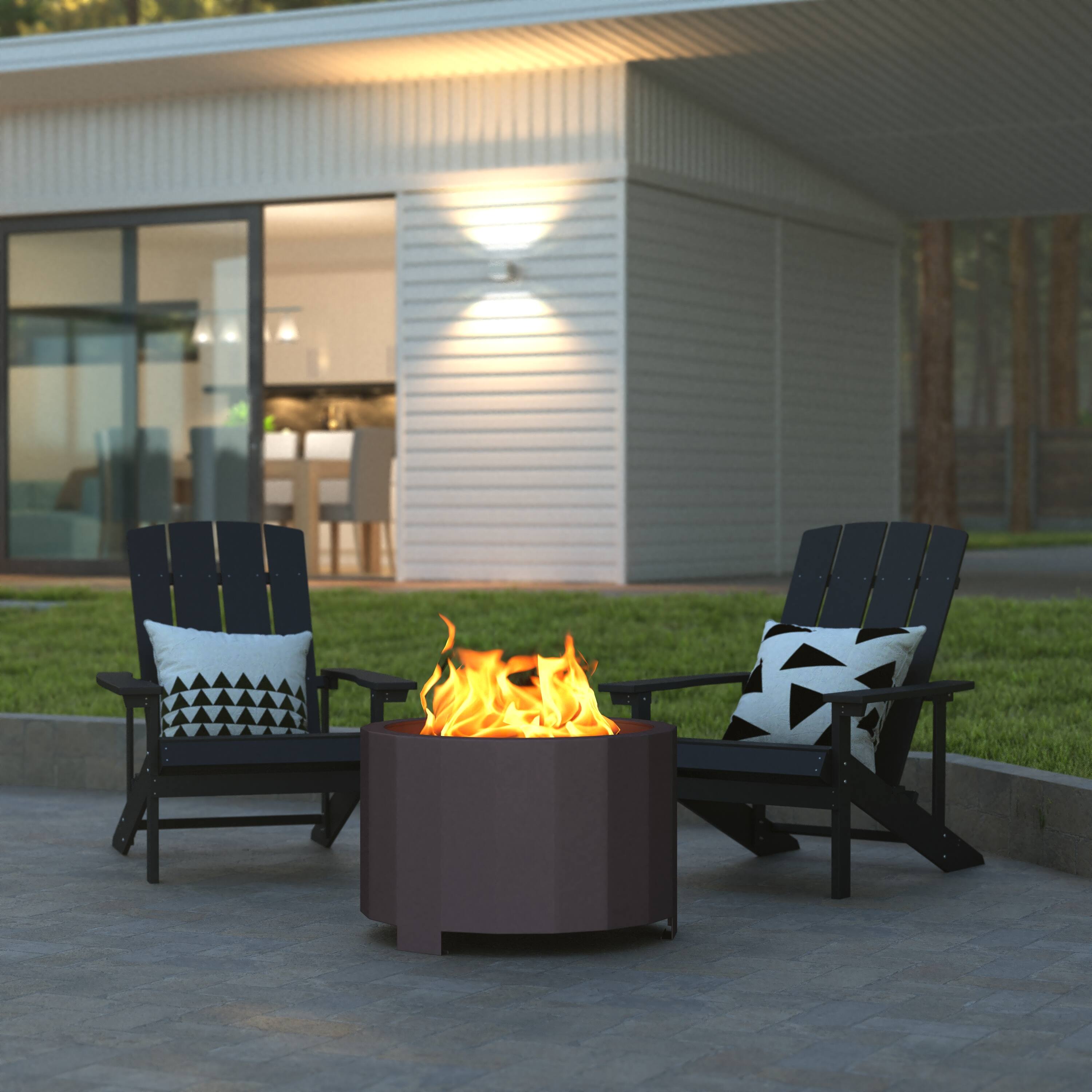 Alt View 1. Emma + Oliver - Hestia Steel Portable Smokeless Wood Burning Firepit with Waterproof Cover for Outdoor Use - Bronze.