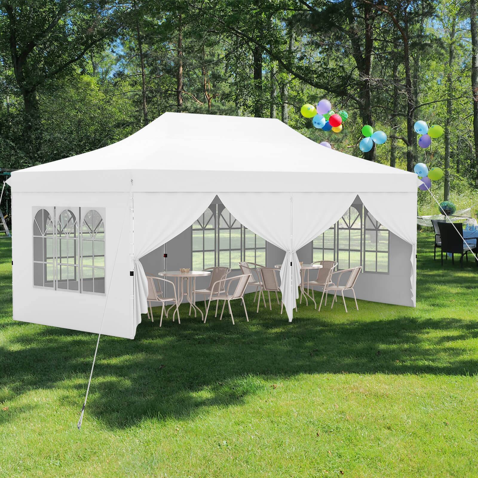 Alt View 1. Costway - Costway 10 x 20FT Pop up Canopy  Outdoor Canopy Tent with 6 Sidewalls Carrying Bag - White.