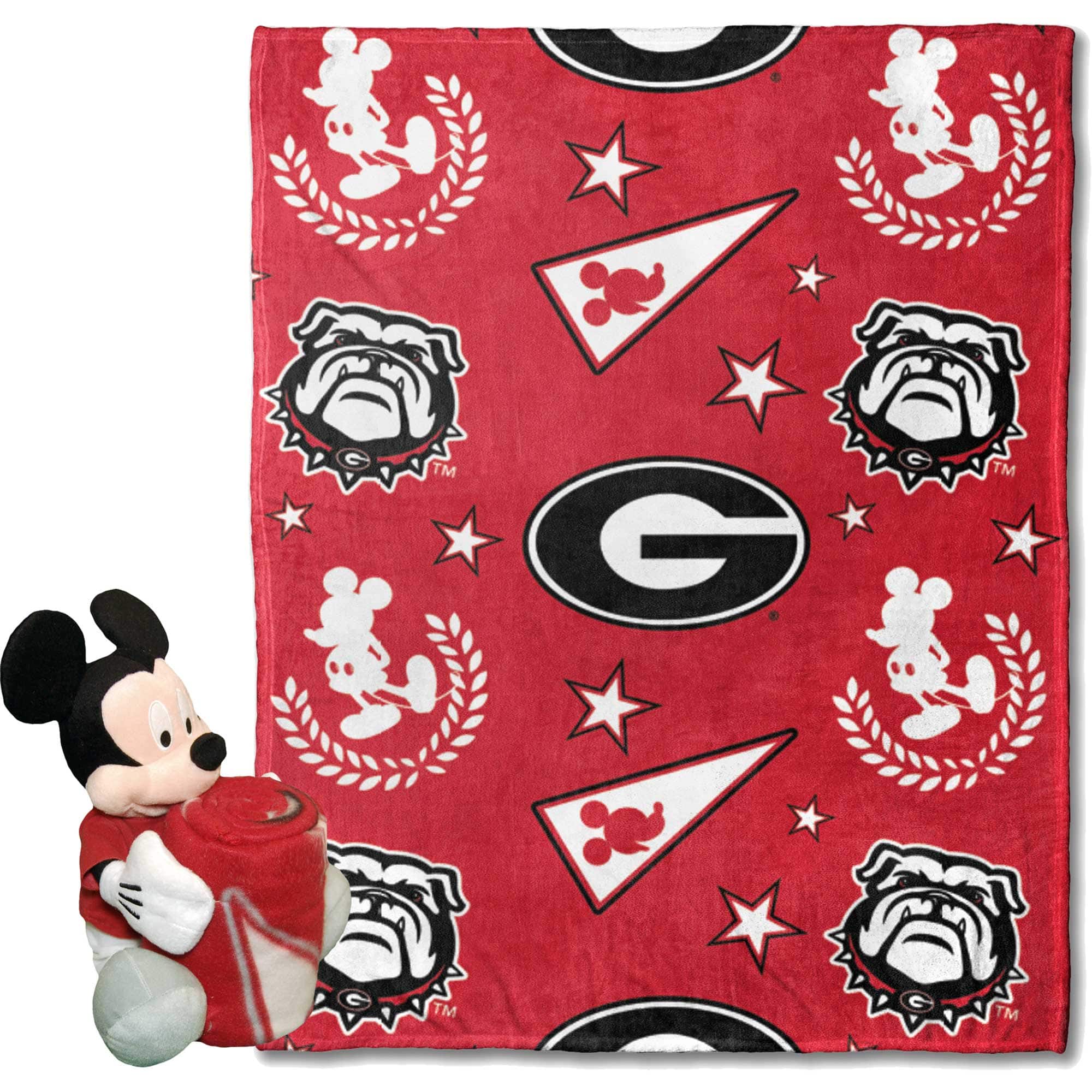 Northwest - Georgia Bulldogs Mickey Hugger Pillow & Silk Touch Throw Set - Multicolor