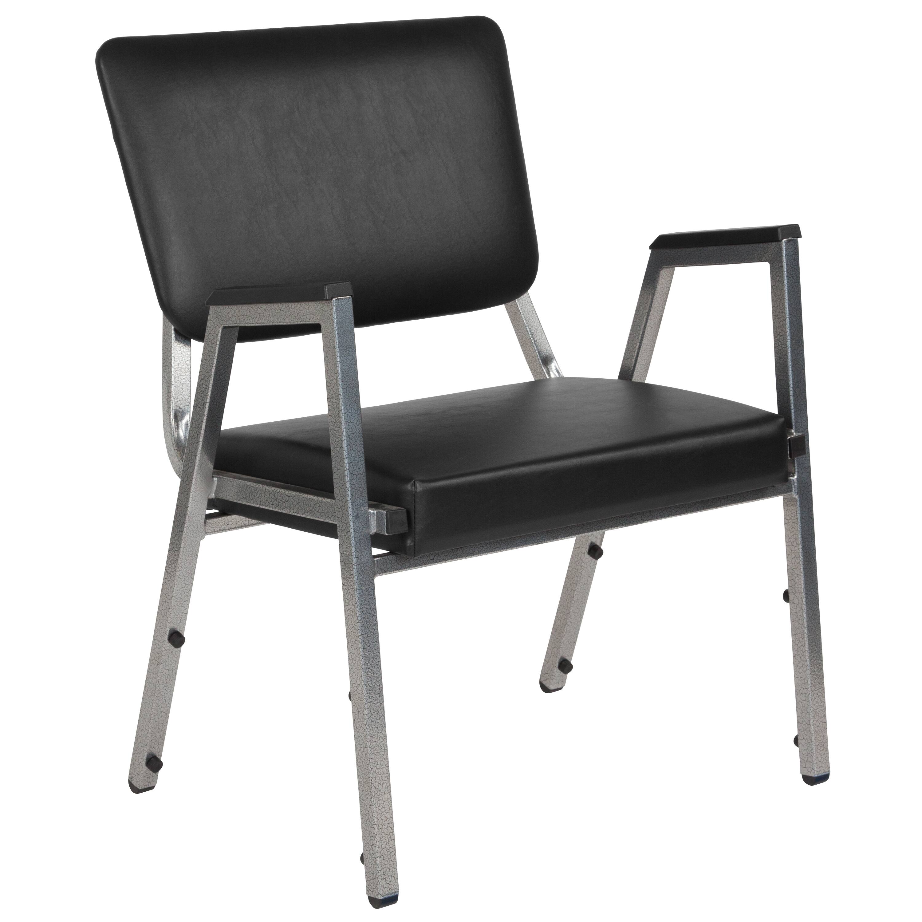 Alt View 7. Emma + Oliver - 4 Pack 1000 lb. Rated Antimicrobial Bariatric medical Reception Arm Chair with Panel Back - Black Vinyl.