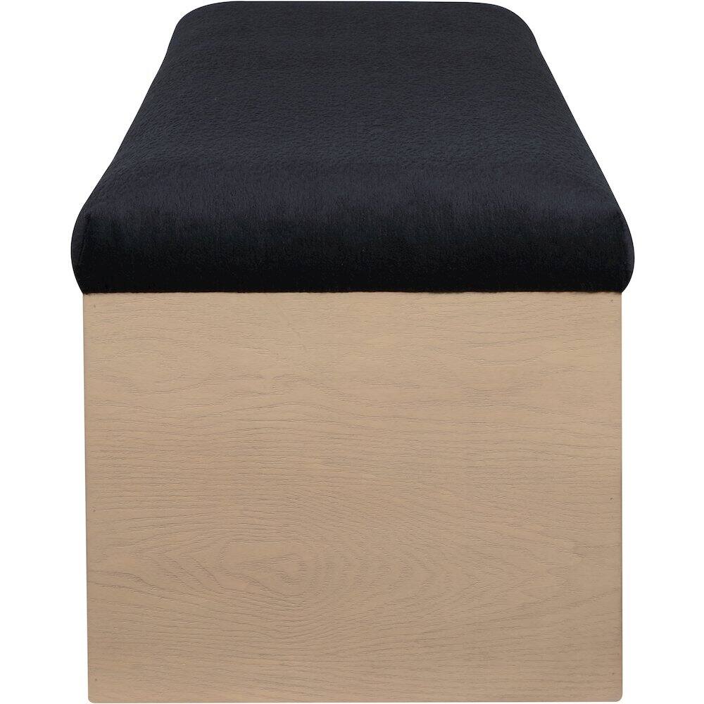 Alt View 3. Meridian Furniture - Lawson Black Velour Fur Fabric Bench - Black.