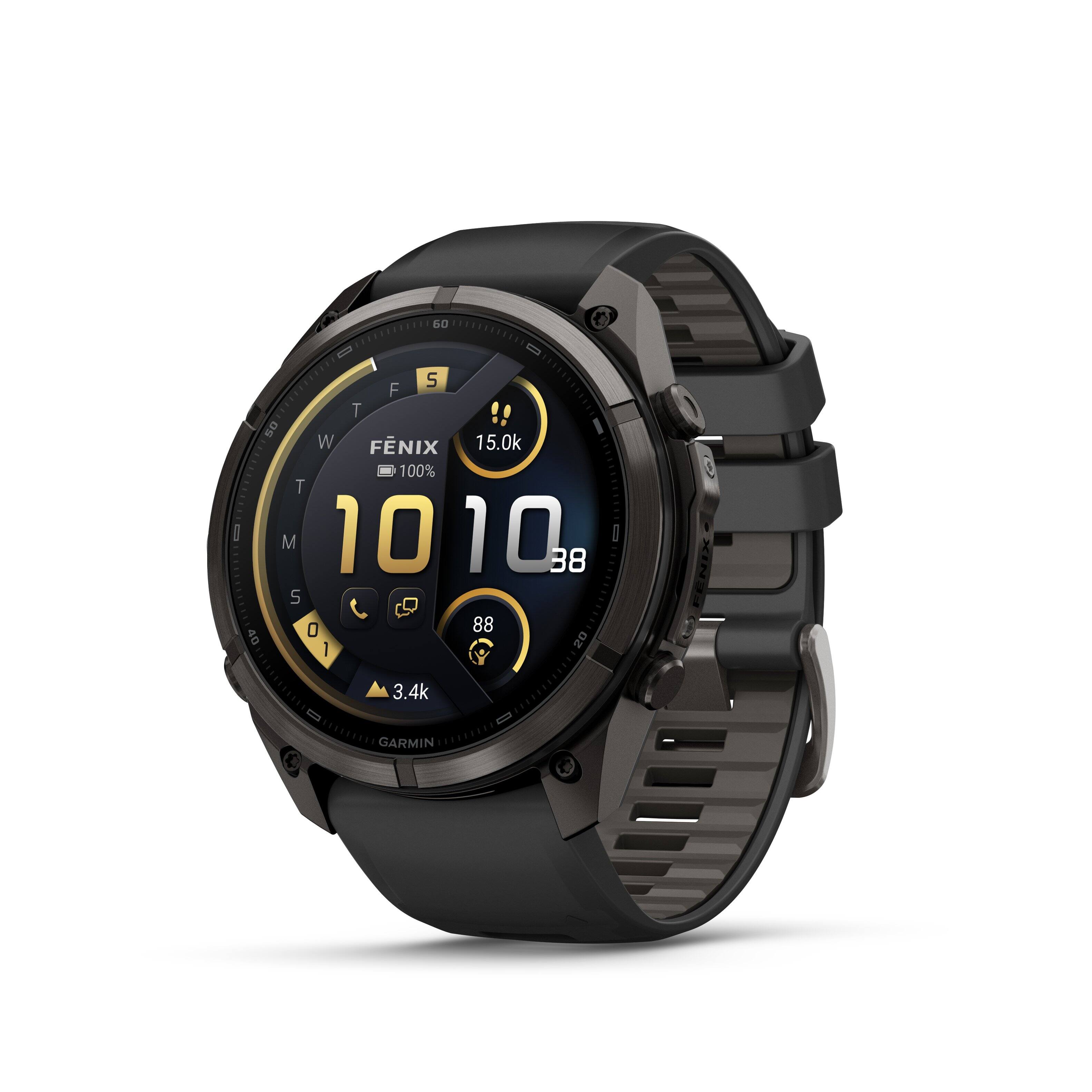 Garmin - fēnix 9 Pro - inReach AMOLED GPS Smartwatch 51 mm Titanium - Black/Pebble Gray Silicone Band - (2026)