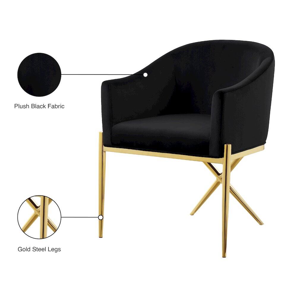 Plush Black Fabric  
Gold Steel Legs