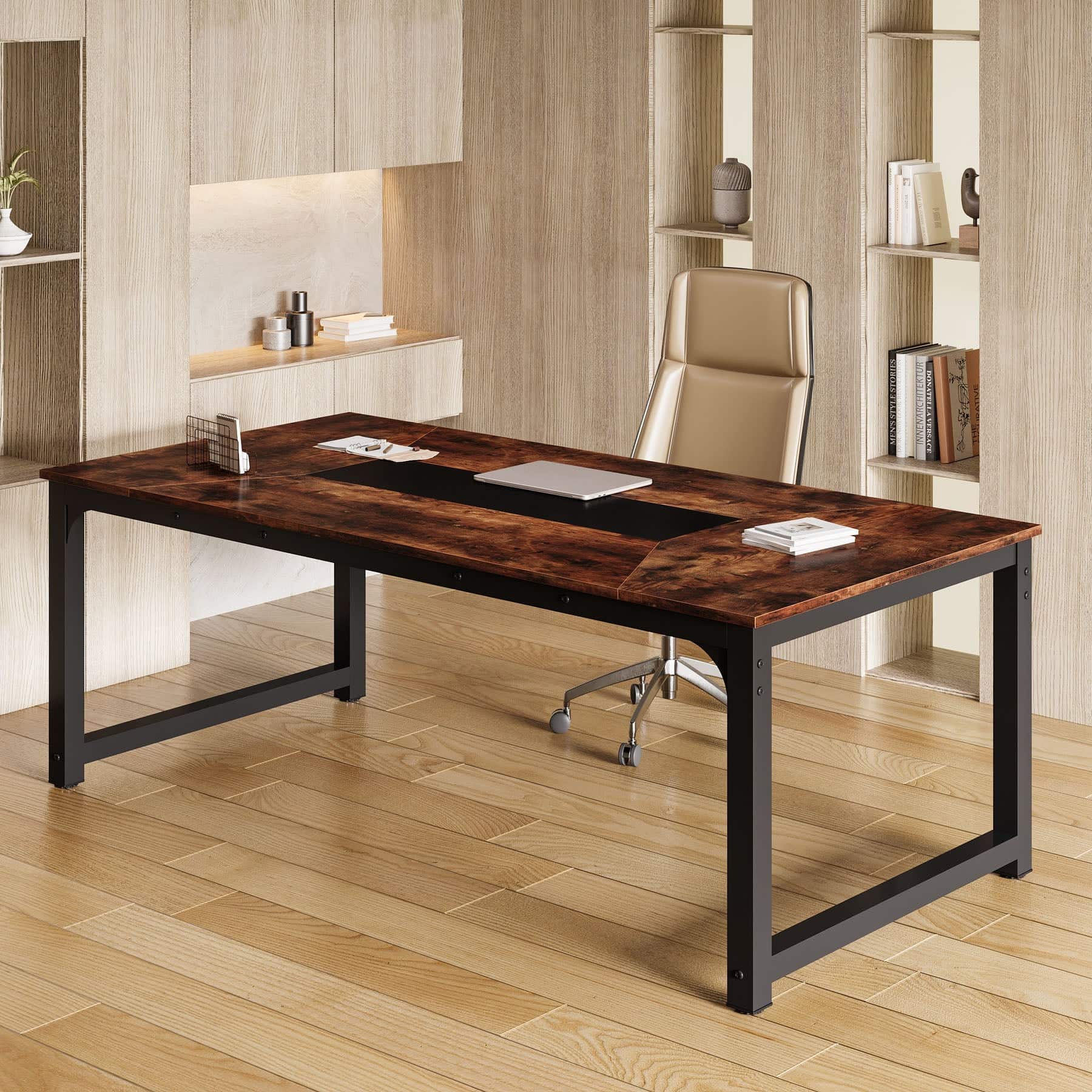 Tribesigns - Conference Table with Engineered Wood Construction and Rectangular Top for Office and Meeting Room - Brown
