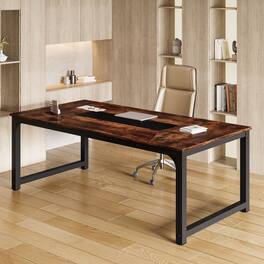 Tribesigns - Conference Table with Engineered Wood Construction and Rectangular Top for Office and Meeting Room - Brown