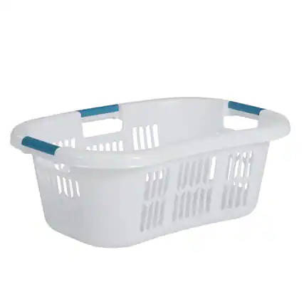Front. RubberMaid - Rubbermaid 2.1 Bushel Large Hip-Hugger Portable Plastic Laundry Basket, White - White.