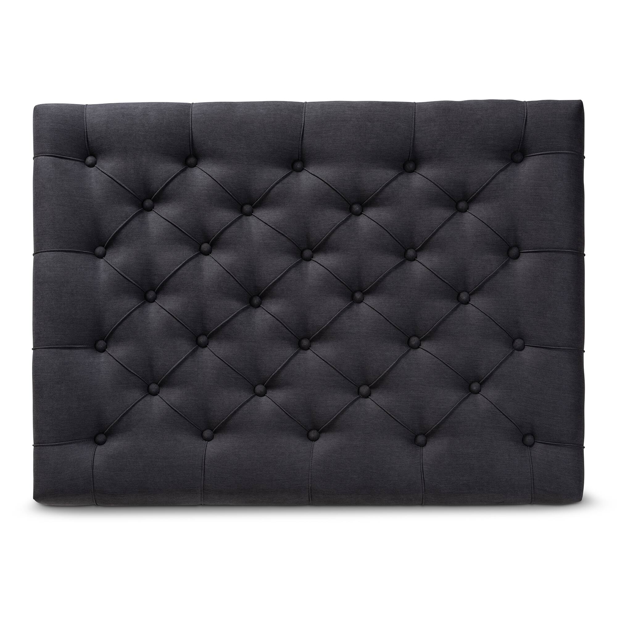 Back. Baxton Studio - Lindsey Modern and Rustic Linen Fabric Upholstered and Greywashed Wood Cocktail Ottoman - Charcoal/Greywashed.