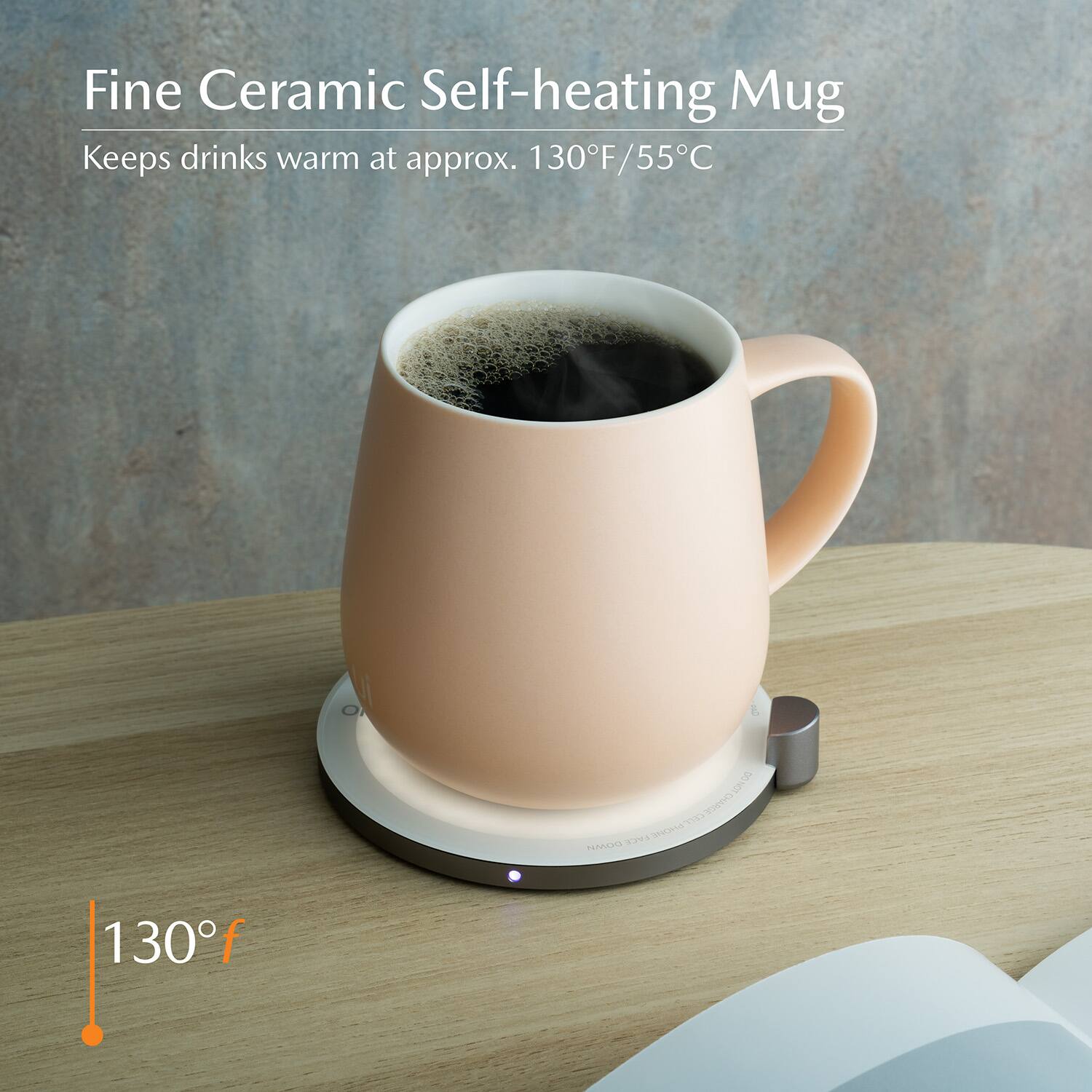 Fine Ceramic Self-heating Mug  
Keeps drinks warm at approx. 130°F/55°C
