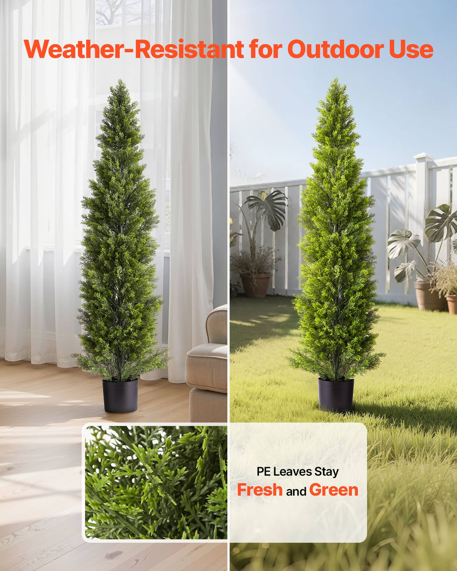 VEVOR Artificial Topiary Cedar Trees, 60 inch 2 Set Faux Pine