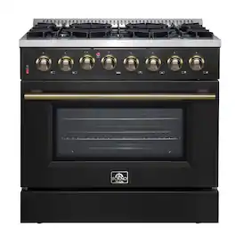 Forno Appliances - Galiano 5.36 Cu. Ft. Freestanding Dual Fuel Electric Range with Convection Oven - Black Door