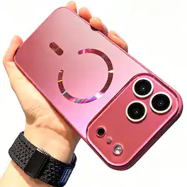 Dteck - Magnetic Case for Apple iPhone 17 Pro Max,Mag Safe Compatible,Shockproof Matte Back Cover with Integrated Lens Protector - Rose
