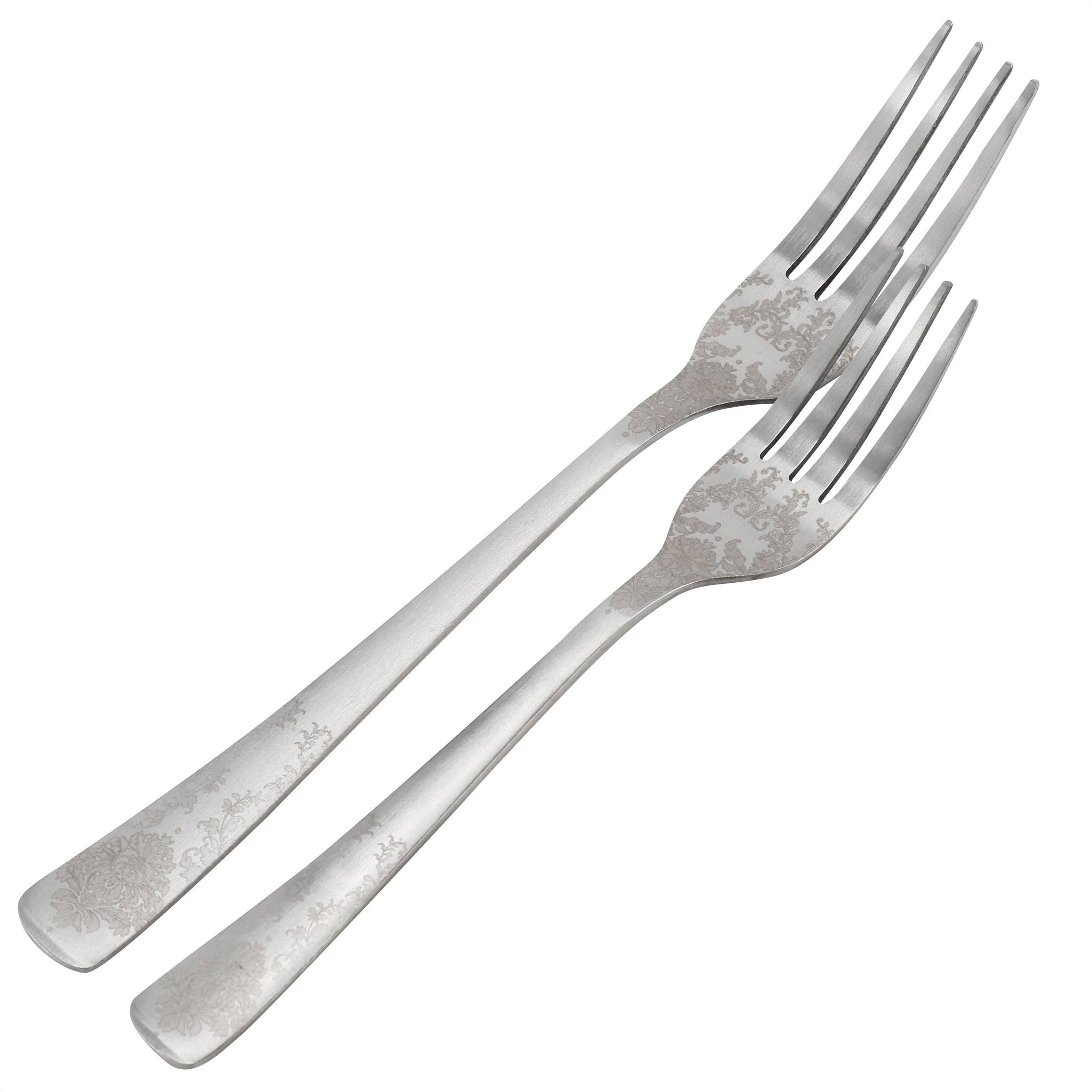 Alt View 3. Gibson - Gibson Home Bishop Hill 20 Piece Stainless Steel Floral Flatware Set in Matte Silver - Silver.