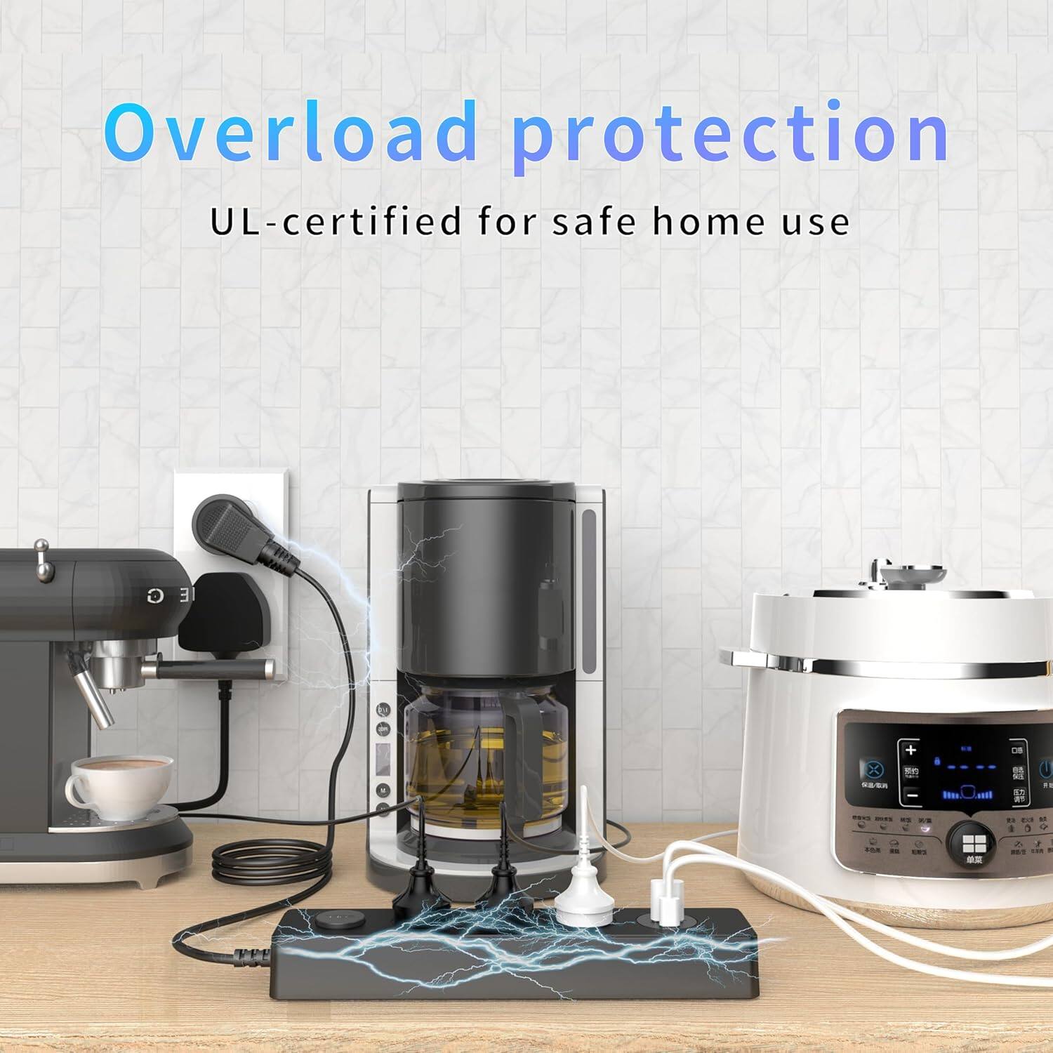 Overload protection  
UL-certified for safe home use