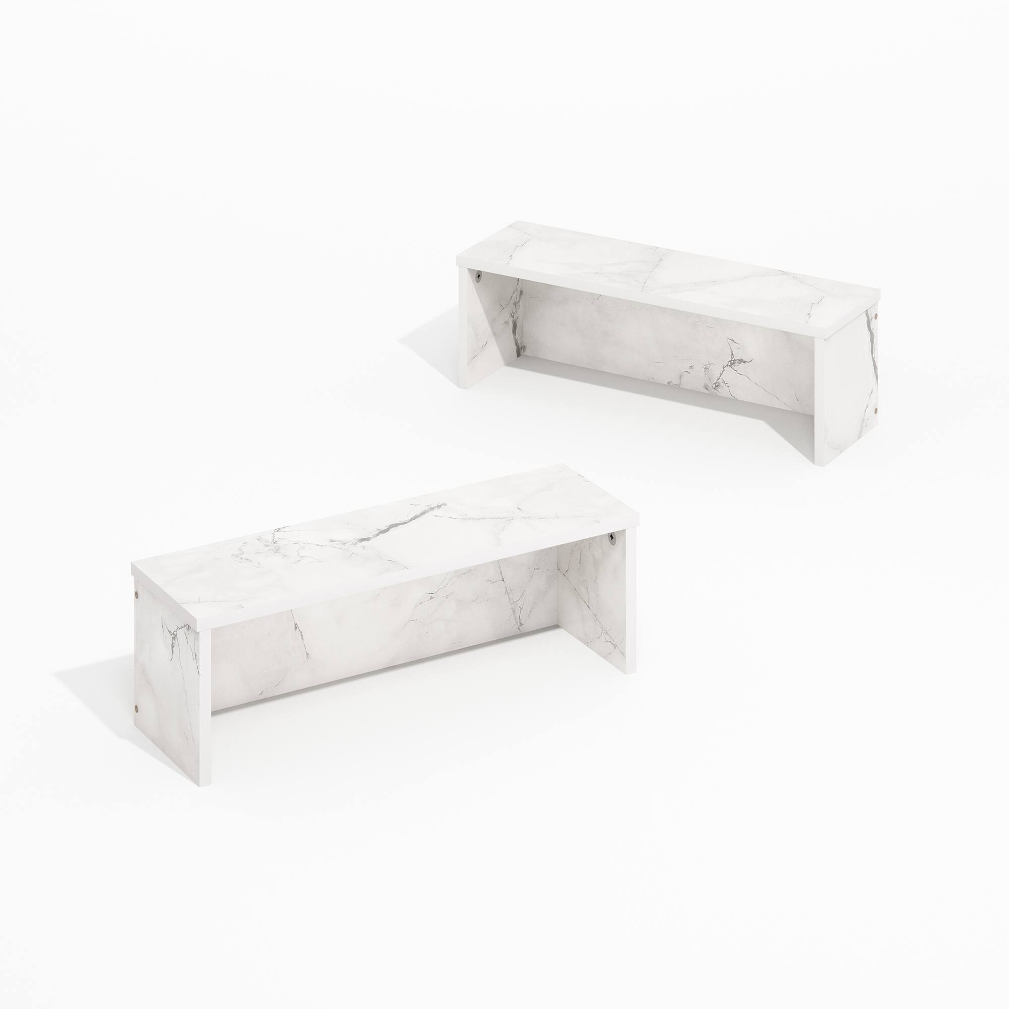 Alt View 3. Furinno - Helena 18-Inch Kitchen Counter Stackable Organizer Shelf, Set of 2 - Light Marble.