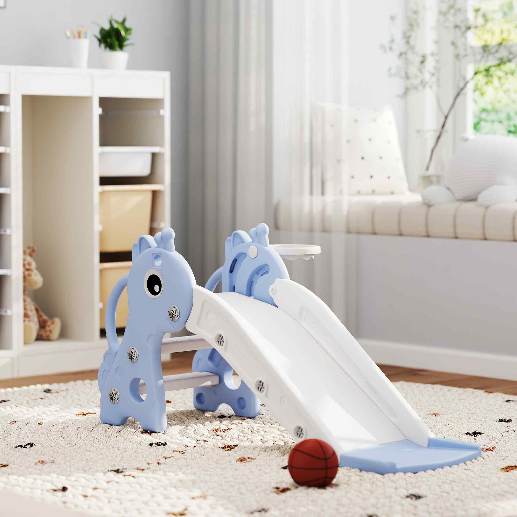 Qaba Toddler Slide for Age 1 3, Freestanding Kids Slide with Climber ...