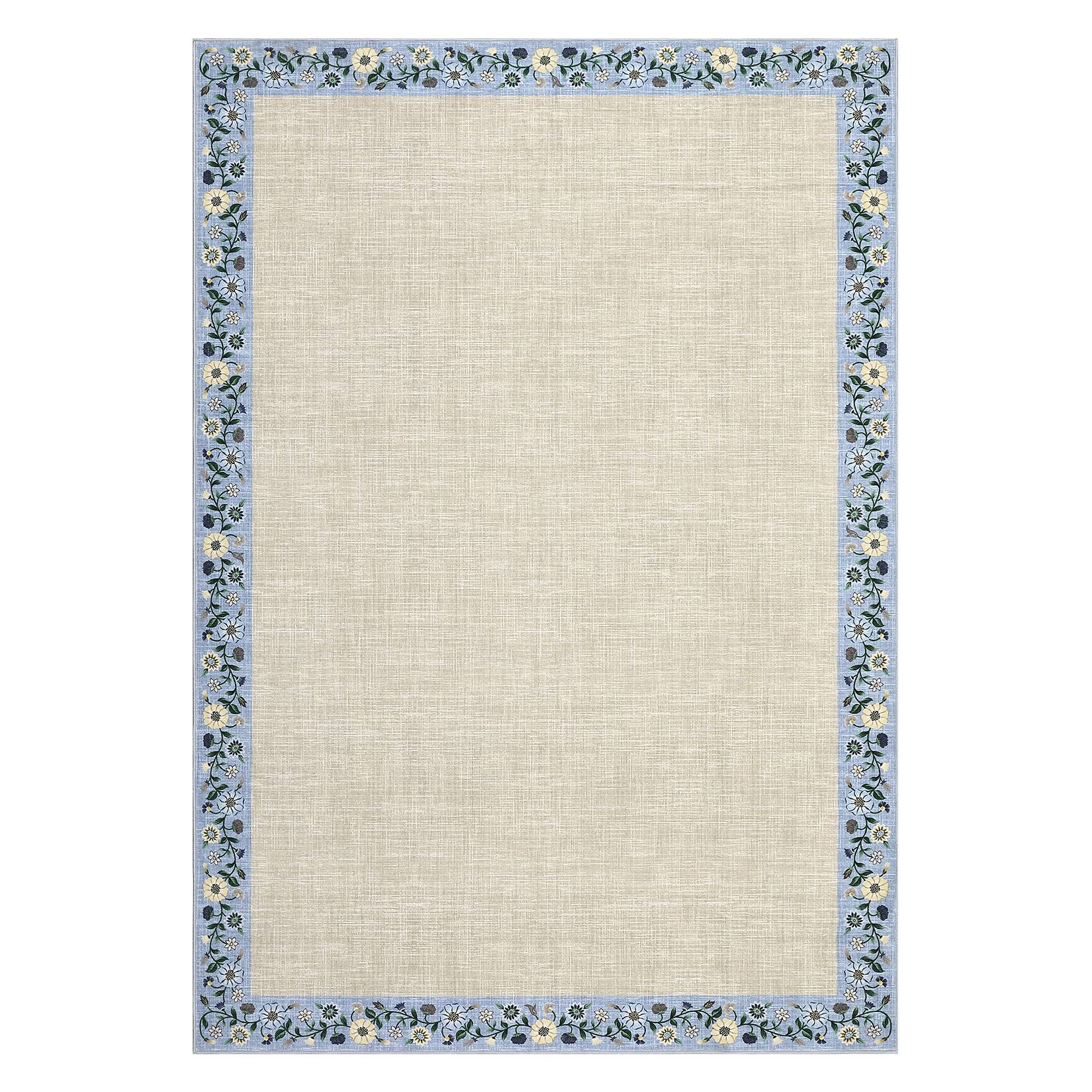 Front. GAOMON - Modern Bordered Area Rug Machine Washable Non Slip Non Shedding Stain Resistant Floor Cover for Living Room Laundry - Beige.