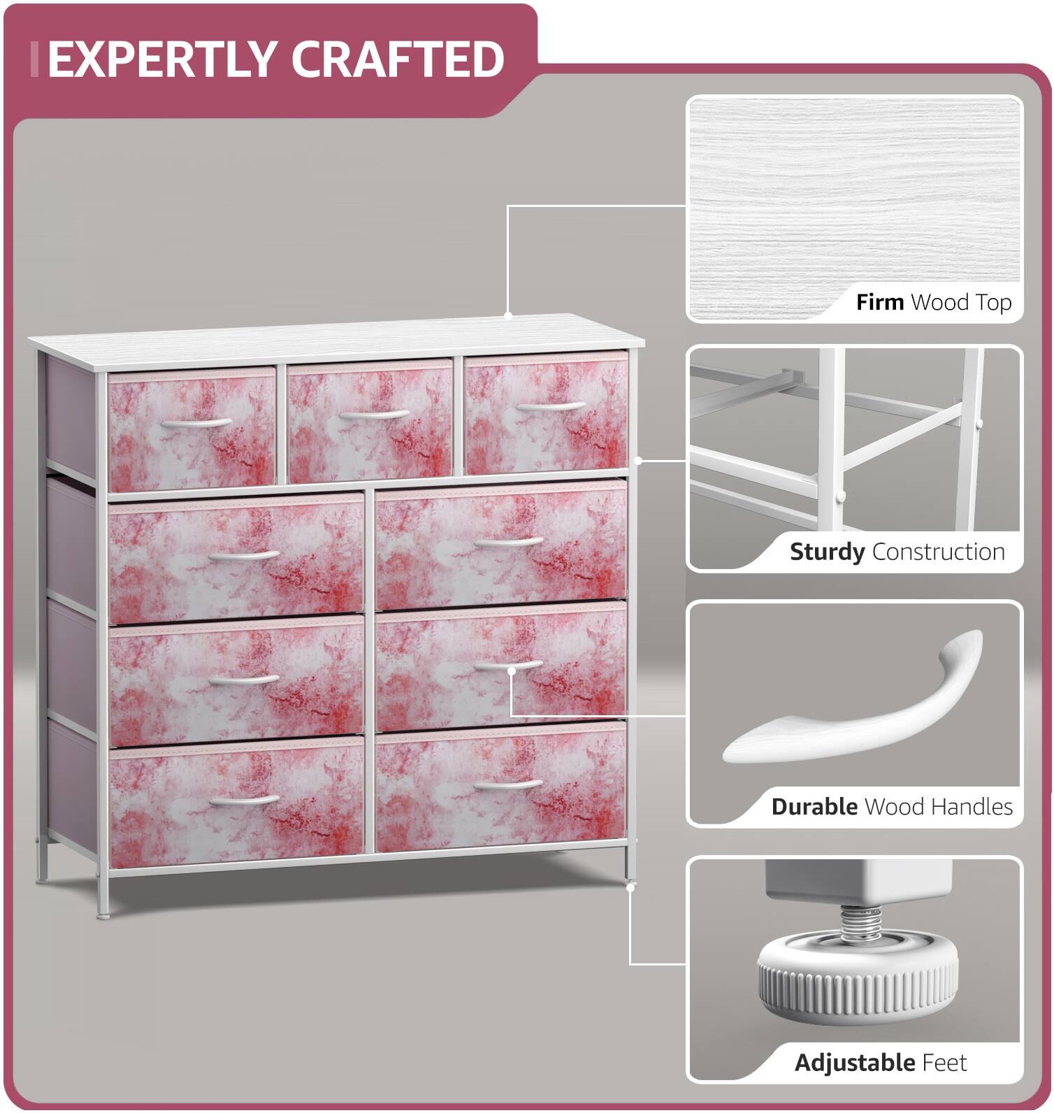 EXPERTLY CRAFTED

- Firm Wood Top
- Sturdy Construction
- Durable Wood Handles
- Adjustable Feet