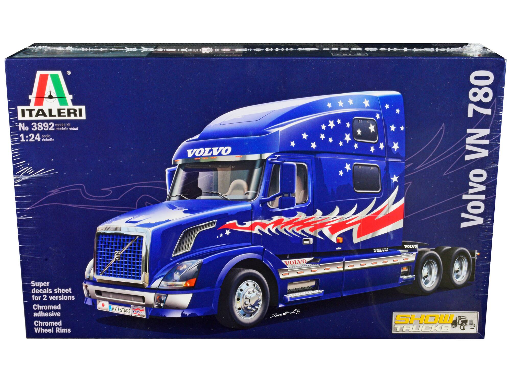 ITALERI  
No 3892  
model kit  
1:24 scale  

VOLVO  
SHOW TRUCKS  

Super decals sheet for 2 versions  
Chromed adhesive  
Chromed Wheel Rims  

H2 ZVSTAR7