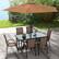Alt View 1. Outsunny - 8 Pieces Patio Table and Chairs Set with 9 Ft Patio Umbrella, Outdoor Dining Set with 4.5 Ft Dining Table and 6 Chairs - Mixed Brown.