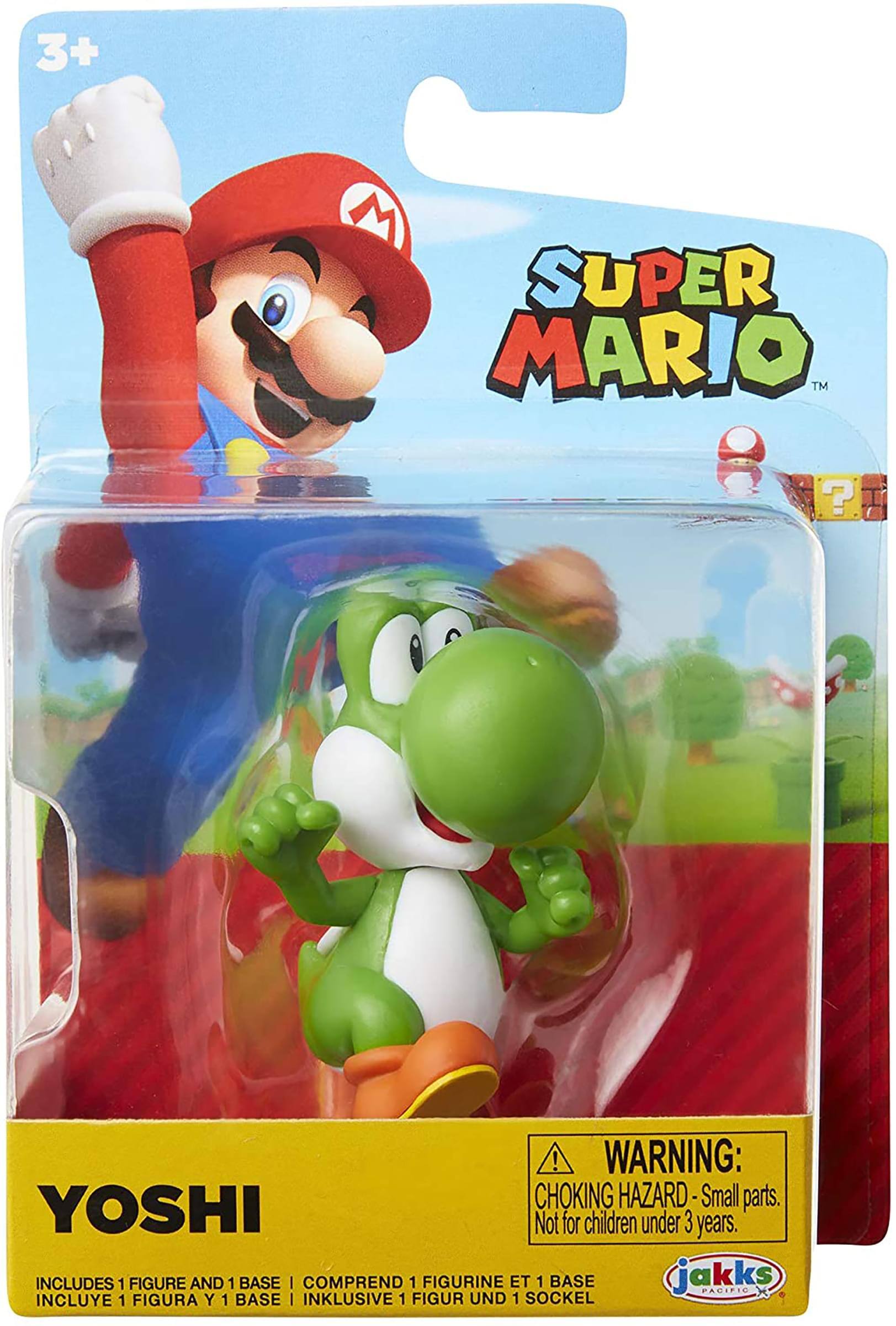 3+  
SUPER MARIO™  

YOSHI  

WARNING: CHOKING HAZARD - Small parts. Not for children under 3 years.  

INCLUDES 1 FIGURE AND 1 BASE  
COMPREND 1 FIGURINE ET 1 BASE  
INCLUIE 1 FIGURA Y 1 BASE  
INKLUSIVE 1 FIGUR UND 1 SOCKEL  

jakks PACIFIC