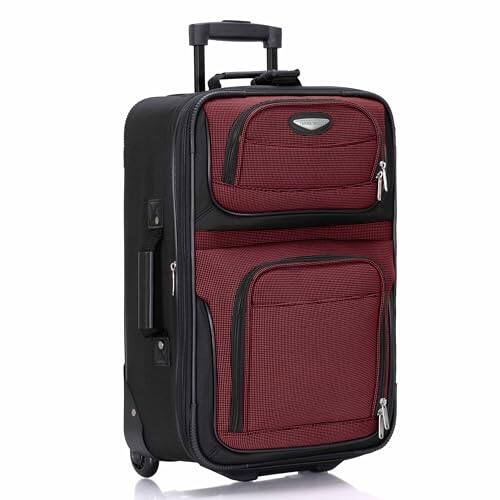 Front. Vulpecula Spade - Amsterdam 21-Inch Softside Expandable Carry-On Luggage, Lightweight 2-Wheel Upright, Expandable, TSA Lock, Burgundy - Burgundy.