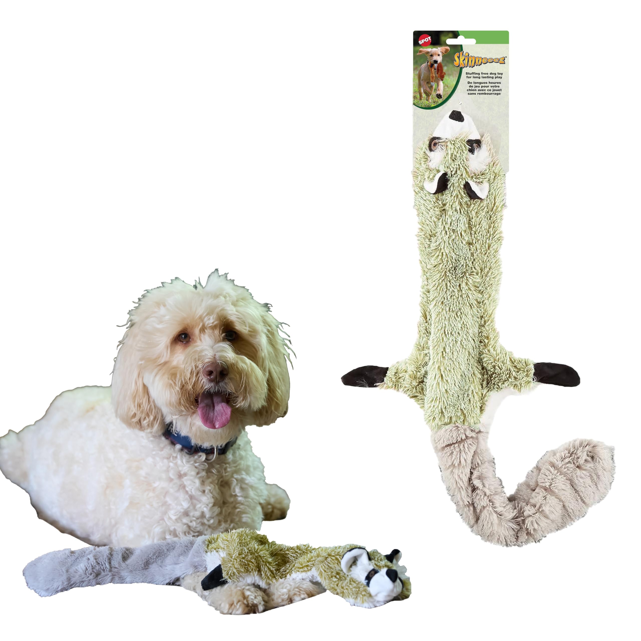 SPOT Skinpeez - Skinning Toy - Shaggy Fox Dog Toy - The durable rubber squeaker inside makes this toy perfect for all breeds