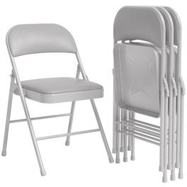 Jojoka - 4 Pack Folding Chairs with Padded Cushions, Padded Foldable Chair Hold Up to 350 Pounds - Gray