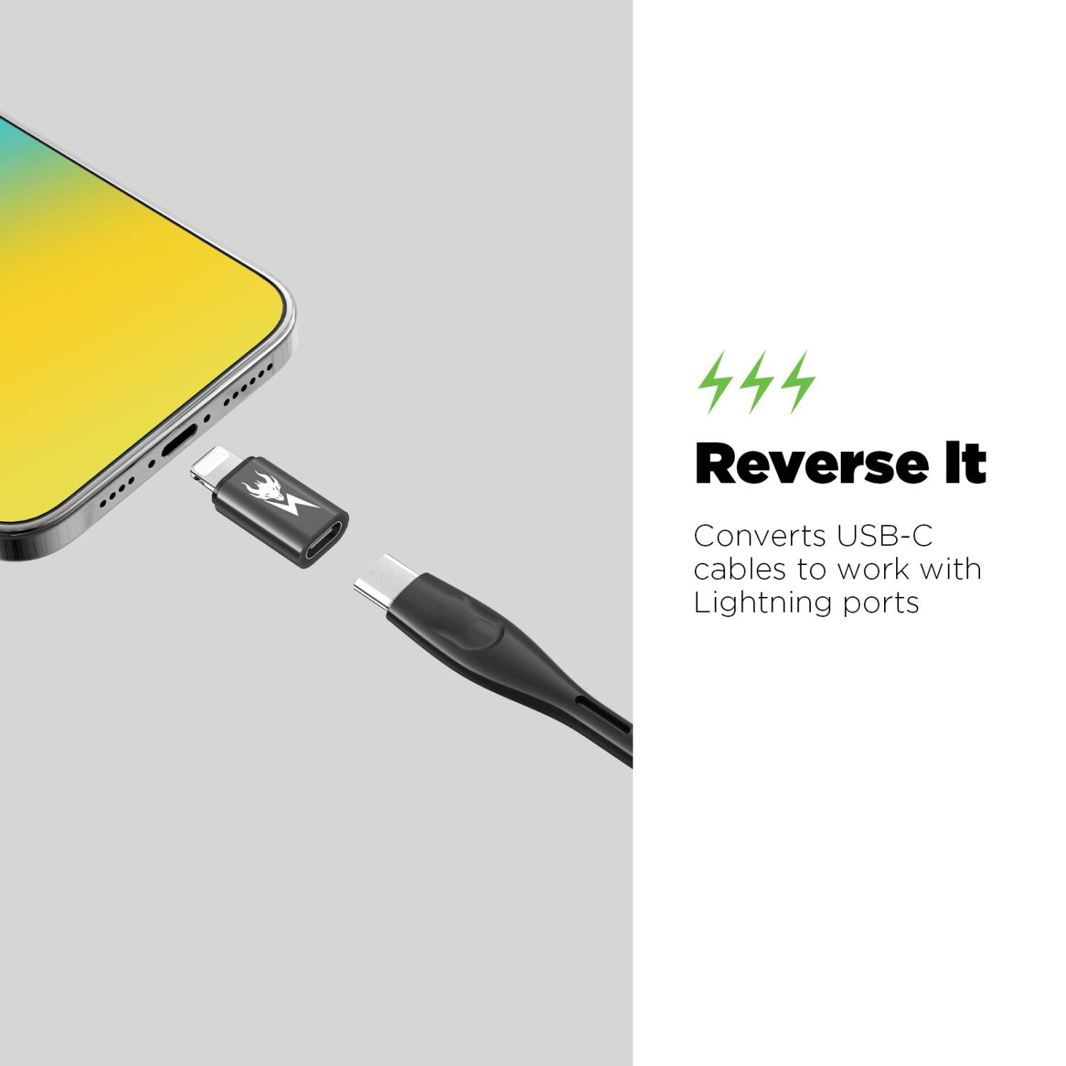 Reverse It  
Converts USB-C cables to work with Lightning ports