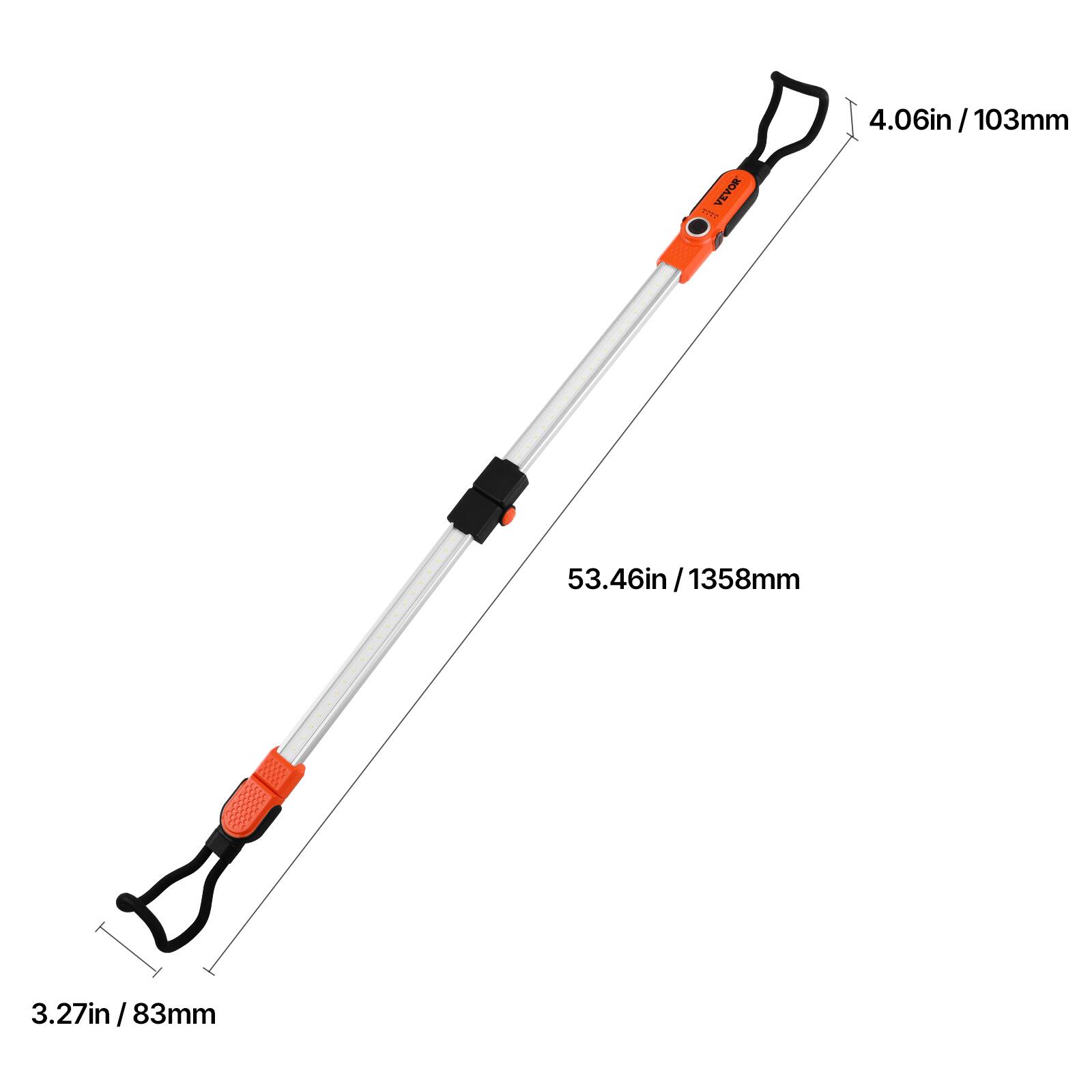 4.06in / 103mm  
53.46in / 1358mm  
3.27in / 83mm