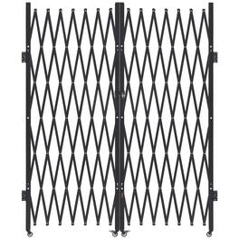 VEVOR - Double Folding Security Gate, Lockable Scissor Gate with 360° Swivel Casters, Outdoor Barricade Steel Retractable Gates - Black
