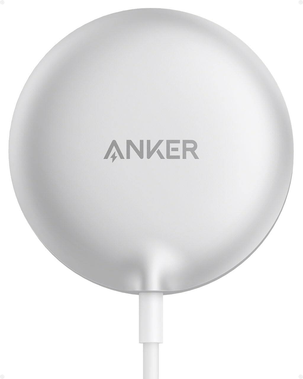 Front. Anker - Anker MagSafe Charger Pad, MagGo iPhone 16 Wireless Charging Pad, Qi2 Certified 15W Wireless Charger - White.