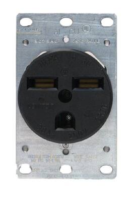 Leviton - 800-5372-8K 30 Amp Flush-Mount Dryer Receptacle 250V - Black