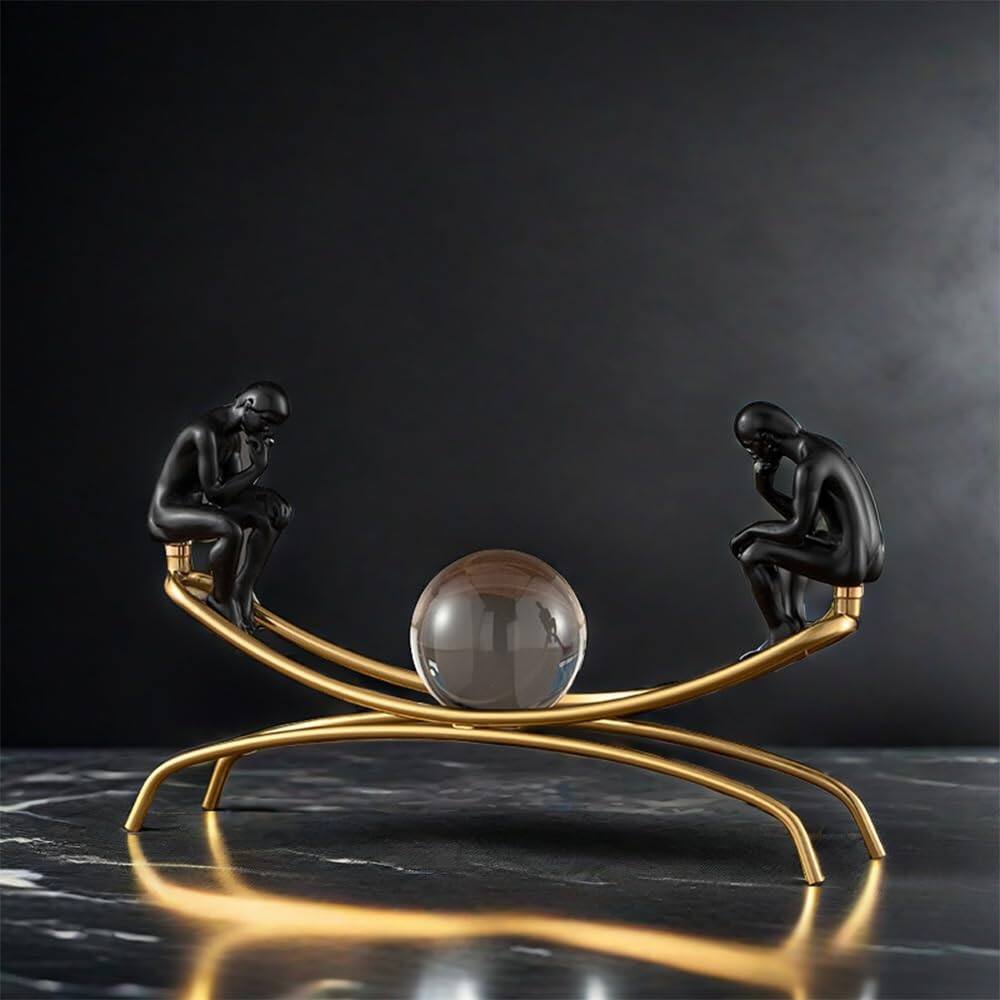 Alt View 8. Refined Abode Design - The Thinker Statue Thinking Man Statues With Crystal Ball Sculptures Collectible Figurine Home Decor Living.