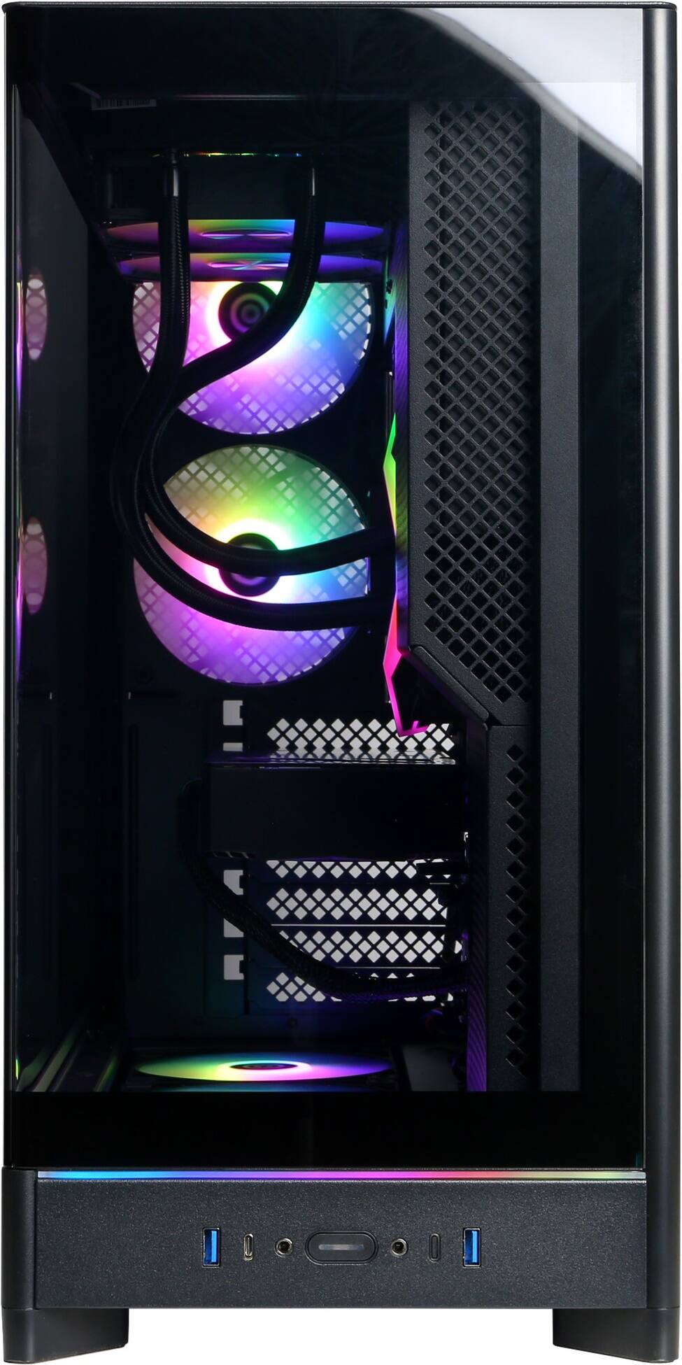 Left. CyberPowerPC - Gaming Desktop - Intel Core Ultra 9 285 2025 - AMD Radeon RX 9070 XT 16GB - 32GB DDR5 Memory - 2TB SSD Storage - Black.