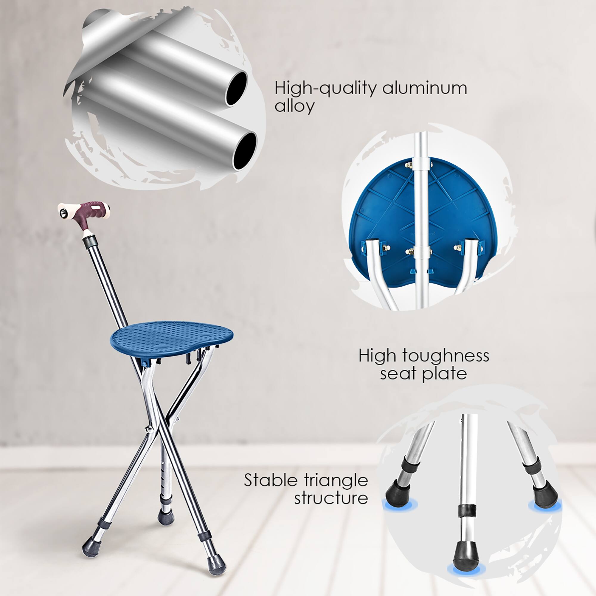 High-quality aluminum alloy  
High toughness seat plate  
Stable triangle structure