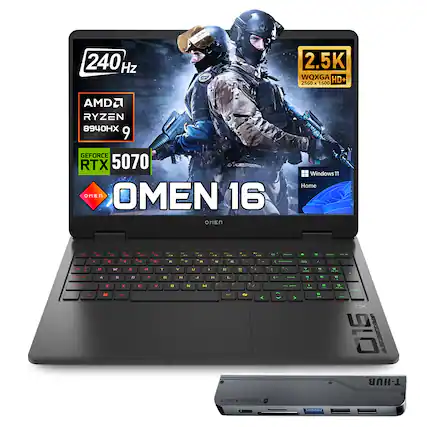 240 Hz
2.5K WQXGA HD+ 2560 x 1600
AMD Ryzen 9 8940HX
9 GEFORCE RTX 5070
OMEN 16
Windows 11 Home
