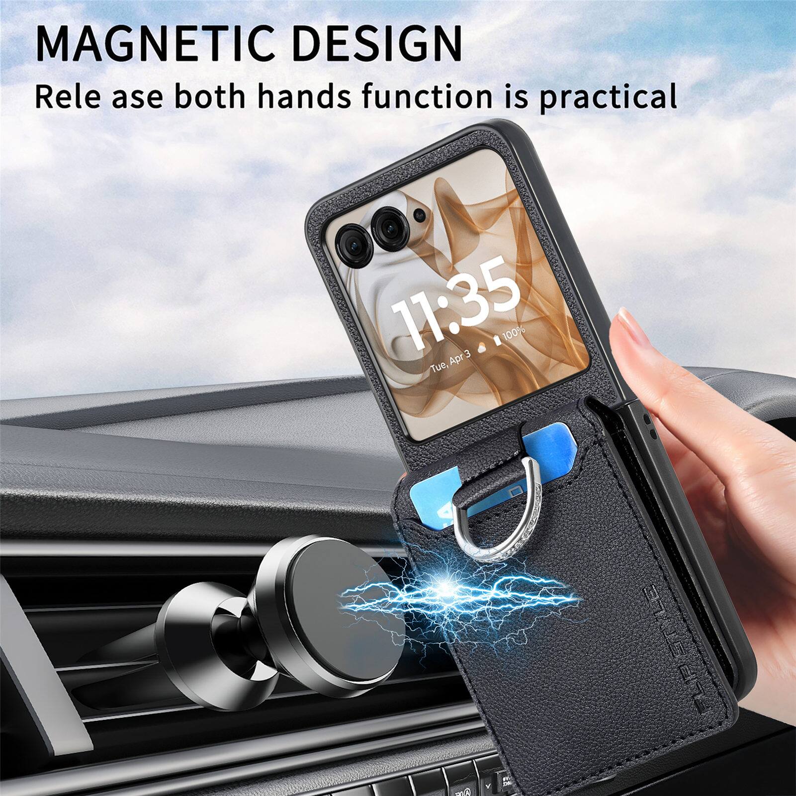 MAGNETIC DESIGN  
Release both hands function is practical  

11:35  
Tue, Apr 3  
100%