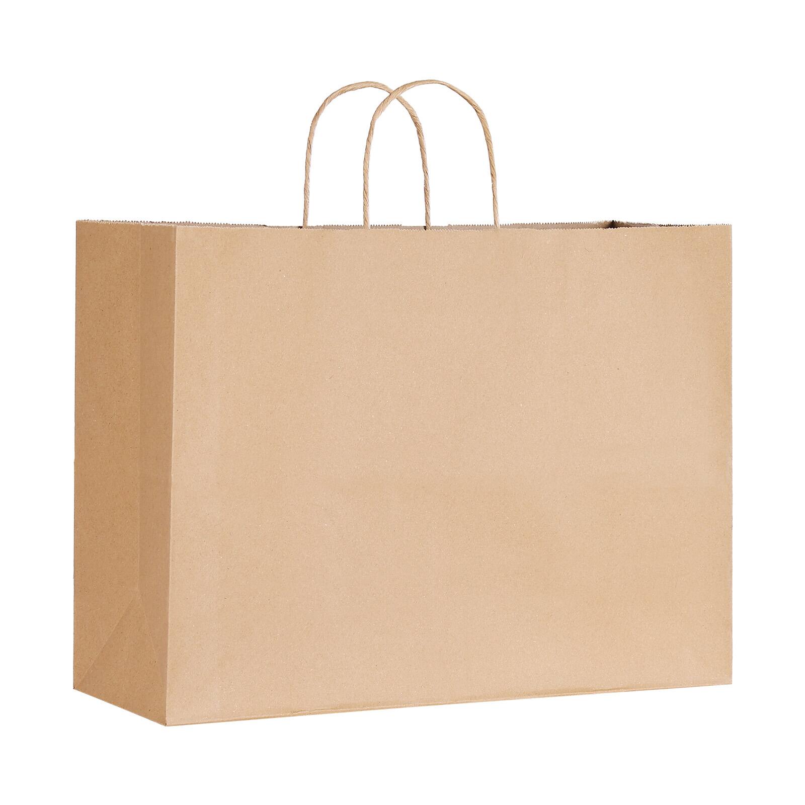 Alt View 5. VEVOR - Kraft Paper Bags with Handles, 50Pcs 16 x 6 x 12 in, Large Paper Grocery Bags, Reusable & Recycled Brown Take-Out Sacks - Natural / Brown.